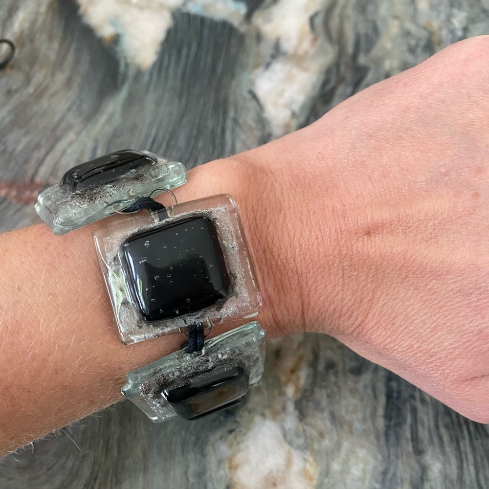 Chunky black and white glass bracelet from European brand Solar